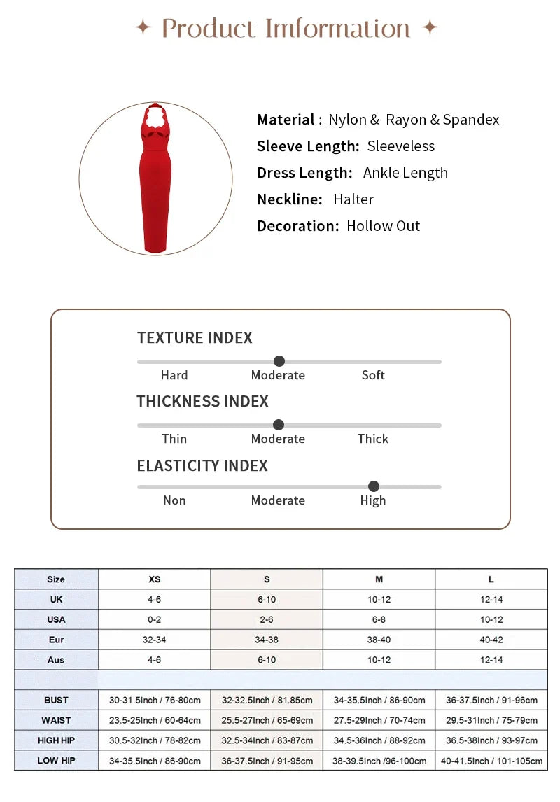 VC Black Halter Elegant Dress For Women 2025 New Summer Evening Party Celebrity Bodycon Long Dress Red Brown Prom Vestido