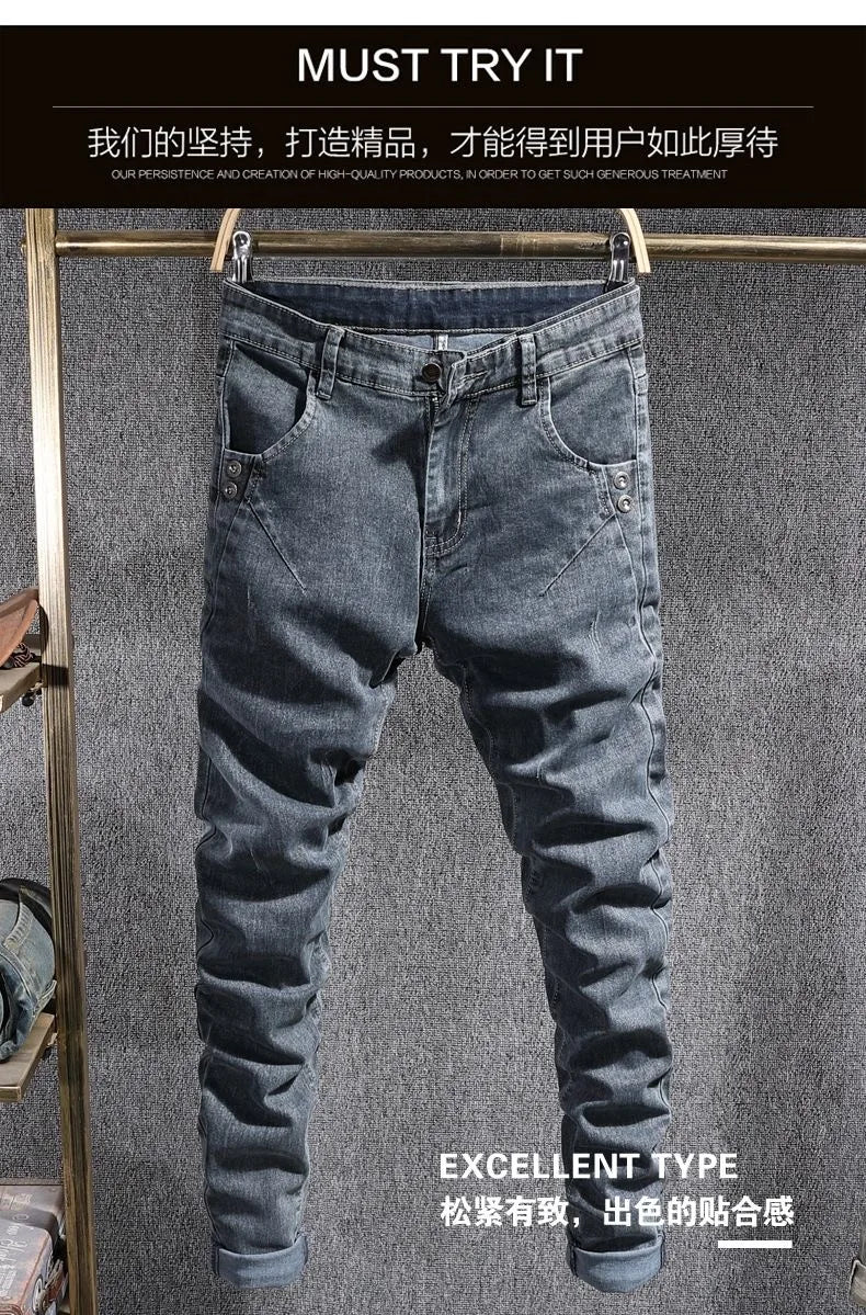 Autumn and Spring New Fashion Trend American Vintage Straight Leg Jeans Men's Casual Comfortable Sports High Quality Denim Pants