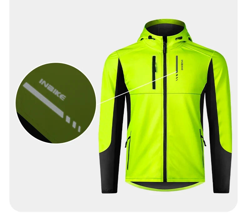 Winter Cycling Jackets Man Warm Thermal Windbreaker for Men Hooded MTB Bike Jackets for Riding Windproof Bicycle Clothing