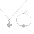 925 Sterling Silver Luxury Flowers Pendant Necklace Classic Daily Wear Jewelry Sets For Women Fine Bracelet