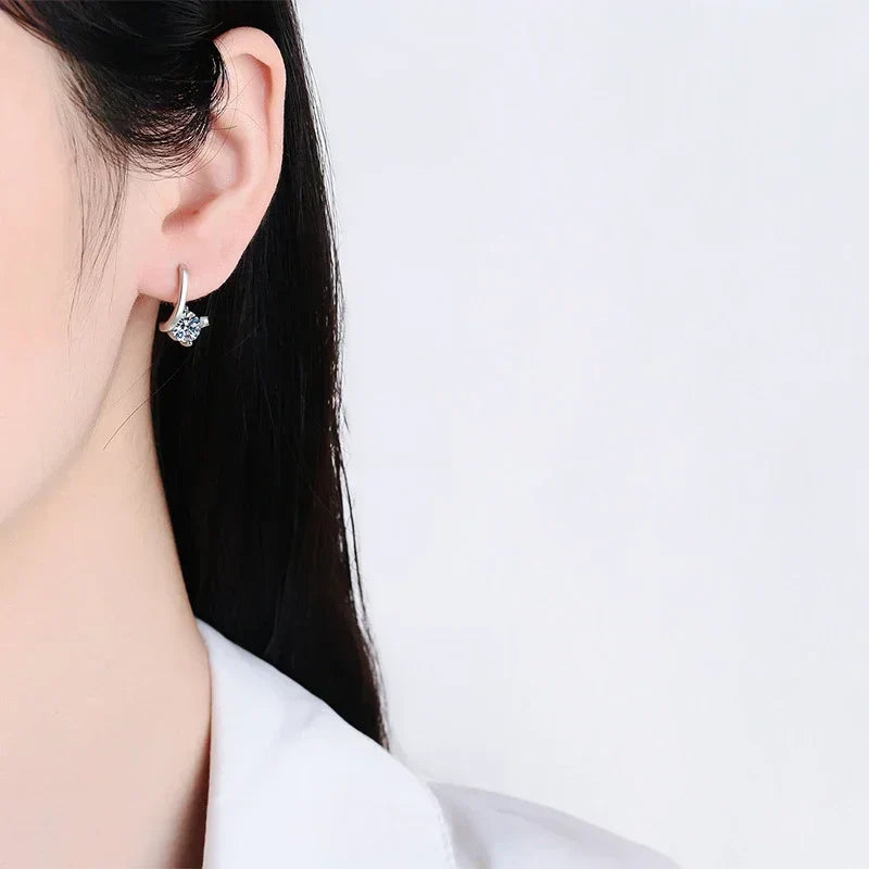 1 Carat Moissanite Earrings For Women 925 Sterling Silver Ear Stud Hoops Diamond  Engagement Wedding Fine Jewelry Gift