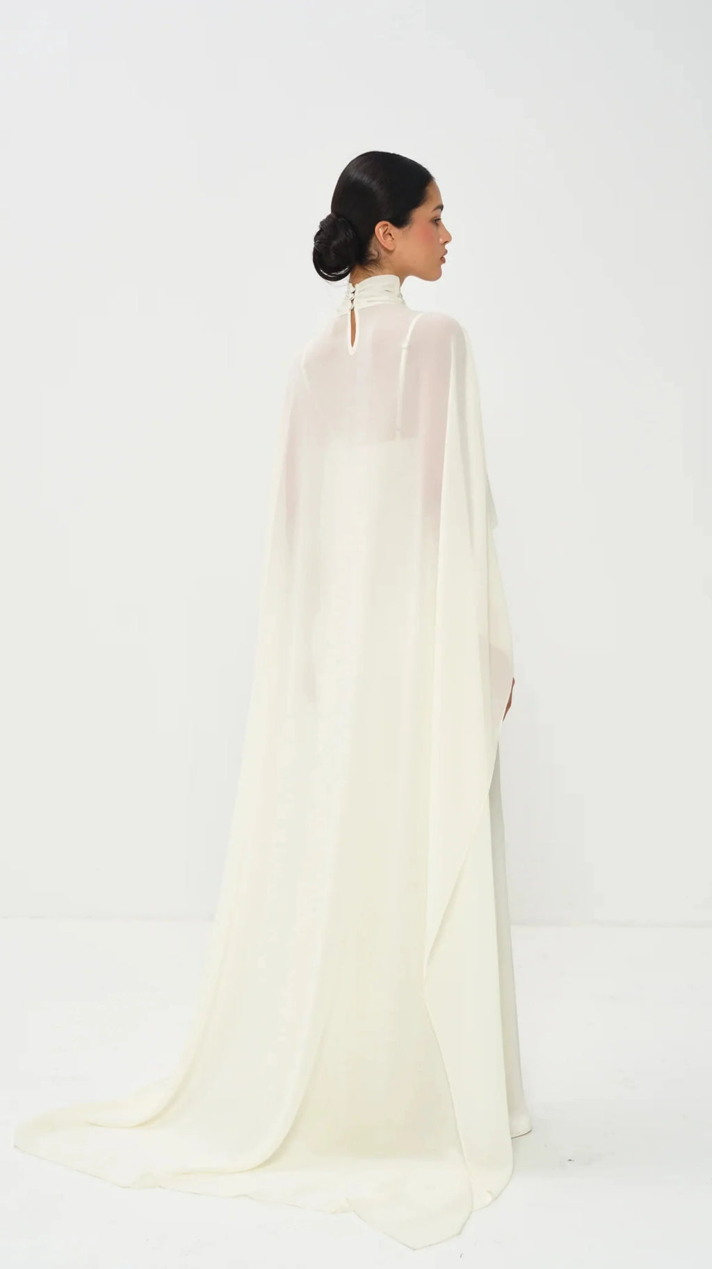 Simple White Chiffon Cape Maxi Dress Wedding Dress Beach Vacation Photoshoot Elegant Party Dresses Women's Formal Evening Gown