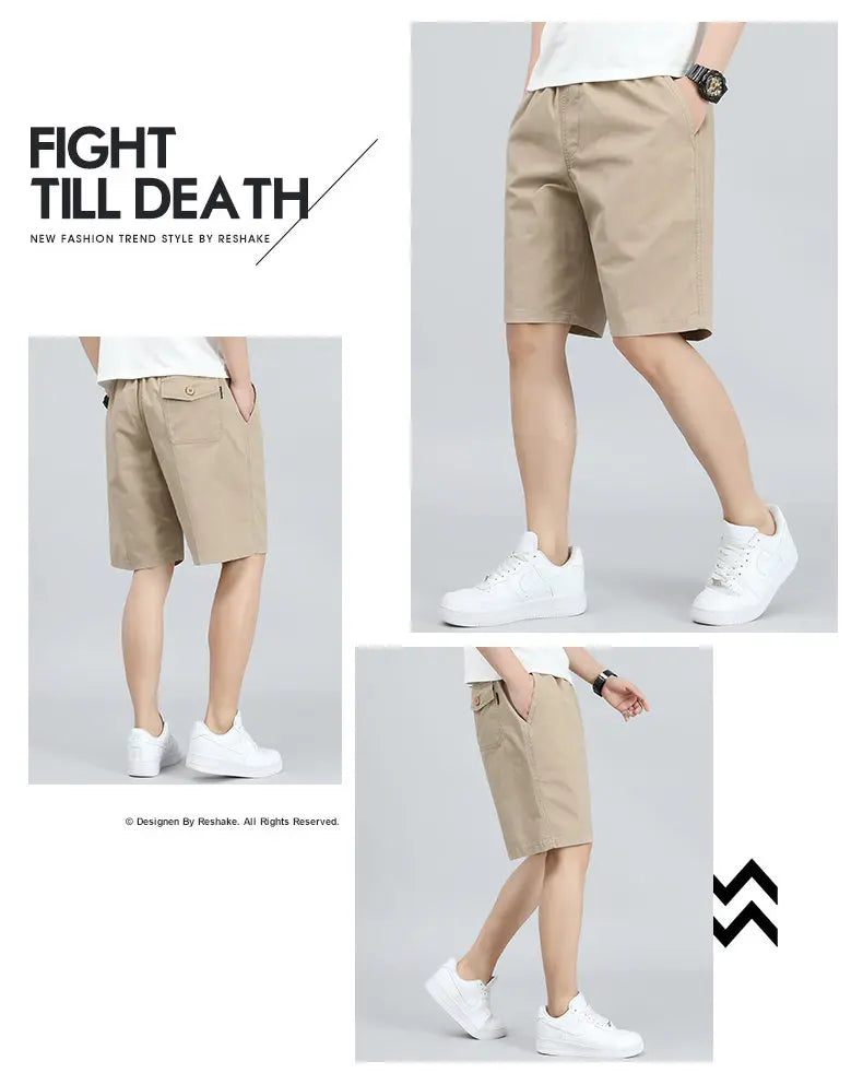 Men's Lightweight Cotton Summer Casual Shorts Loose Wide-Leg Fitness Exercise Work Shorts Comfortable Breathable