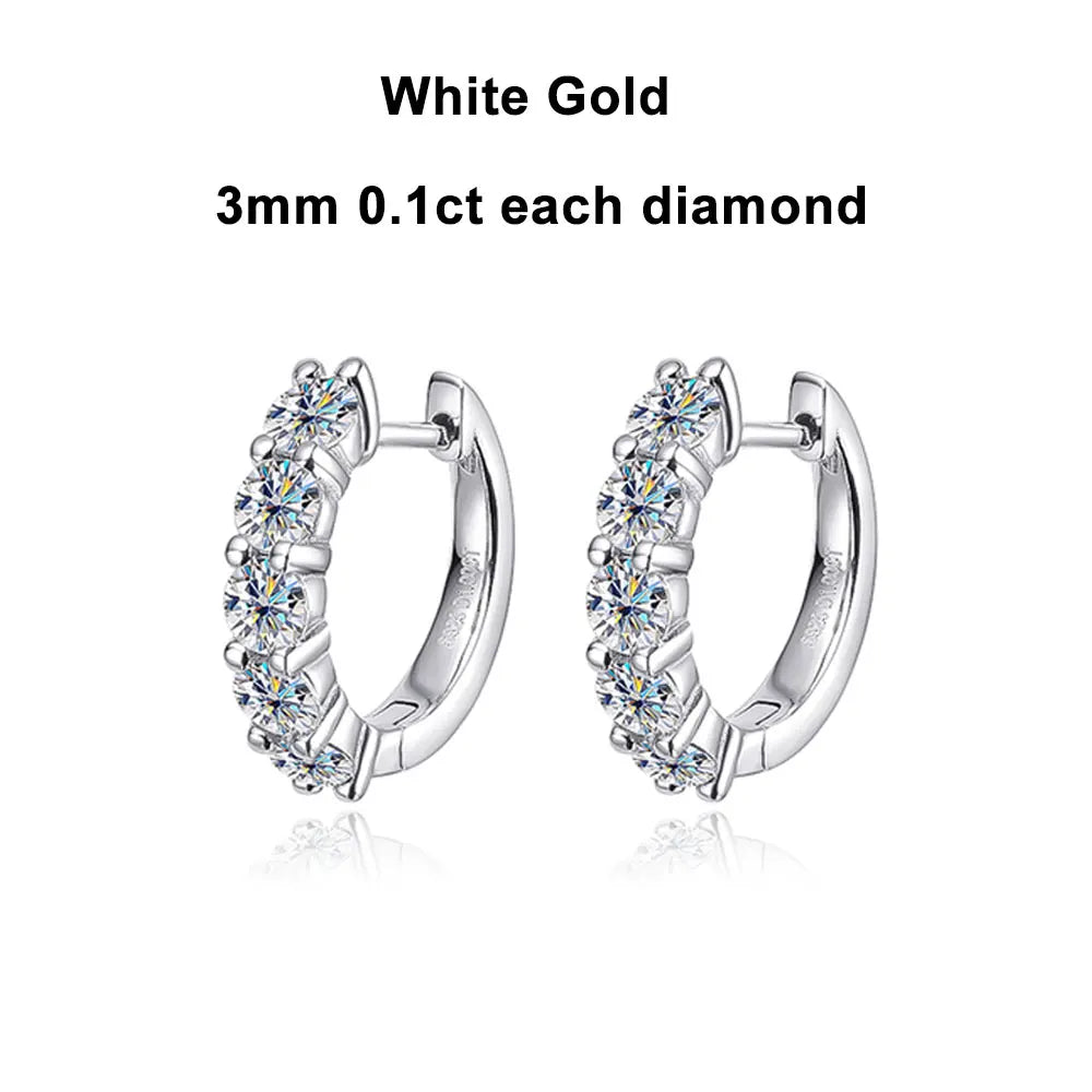 D Color Moissanite Loop Earring 925 Sterling Sliver Plated with 18k White Gold Earring for Women Sparkling Fine Jewelry