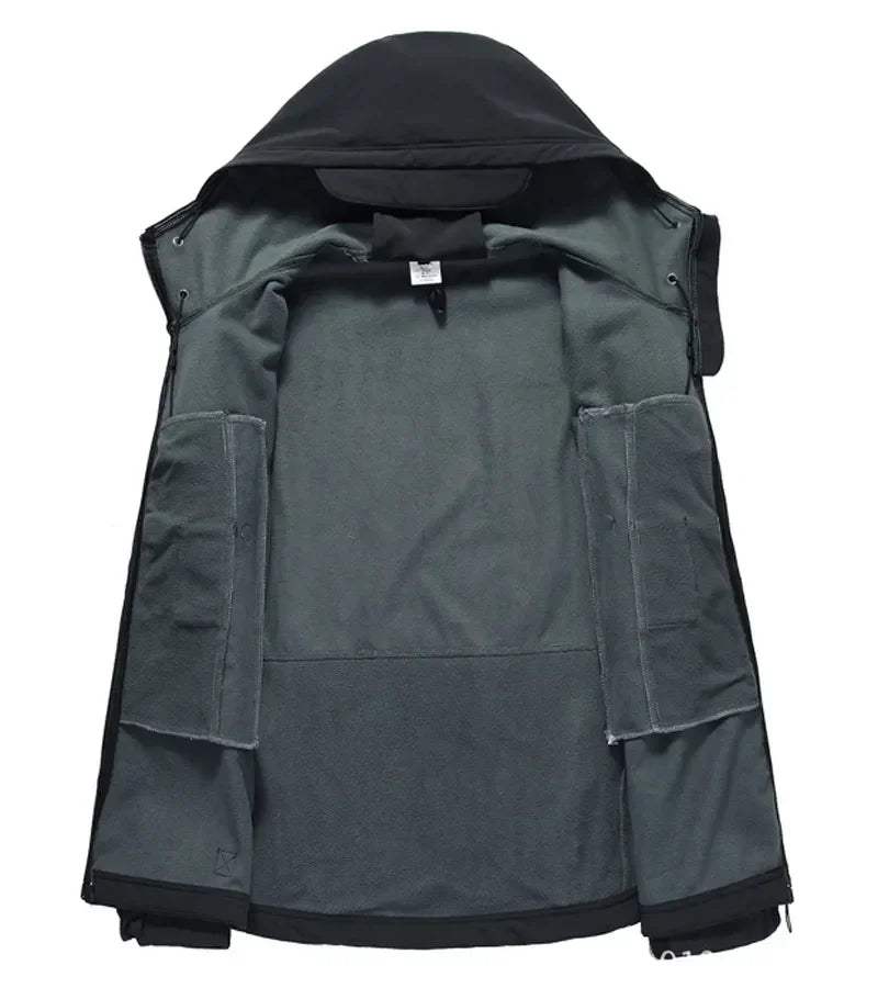 Motorcycle Shark Skin Soft Shell Jackets Men Tactical Windproof Waterproof jacket men Combat Jackets Mens Hooded Bomber Coats