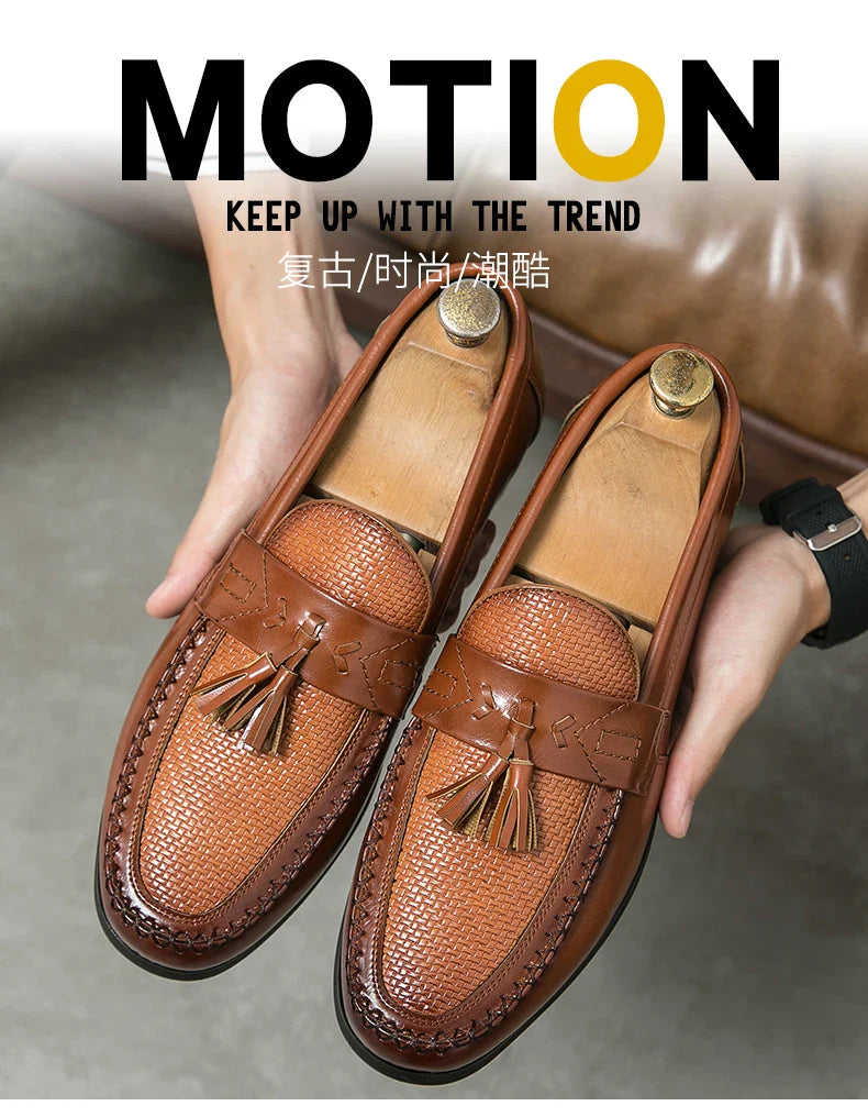Men's Dress Shoes High Quality Brogues Casual Business Leather Shoes Social Party Leather Loafers Male Tassel Wedding Shoes