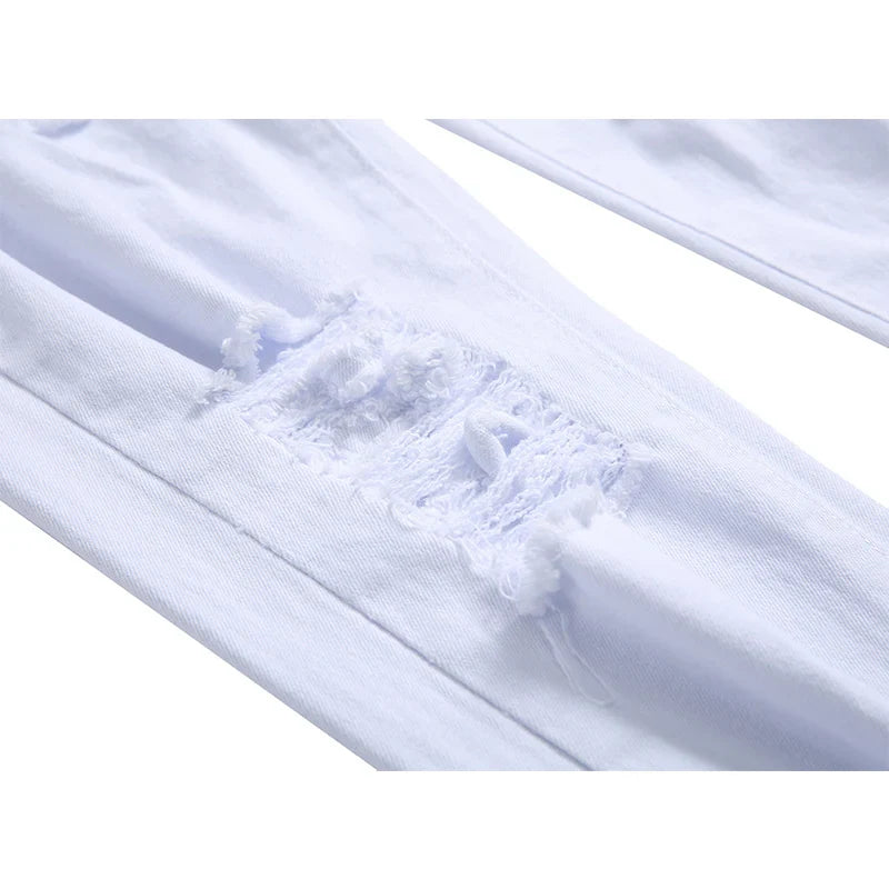 White Fashion Vintage Fit Denim Trousers