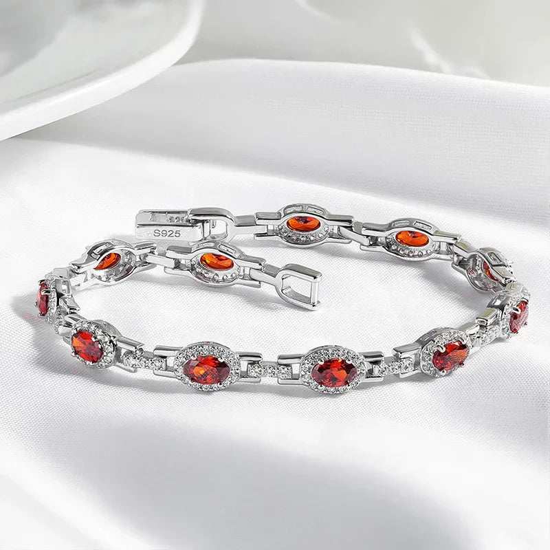 Oval Cut Zircon/moissanite Full Diamond Bracelets for Women Luxury Jewelry Bride Sparkling Bangles S925 Sterling Silver