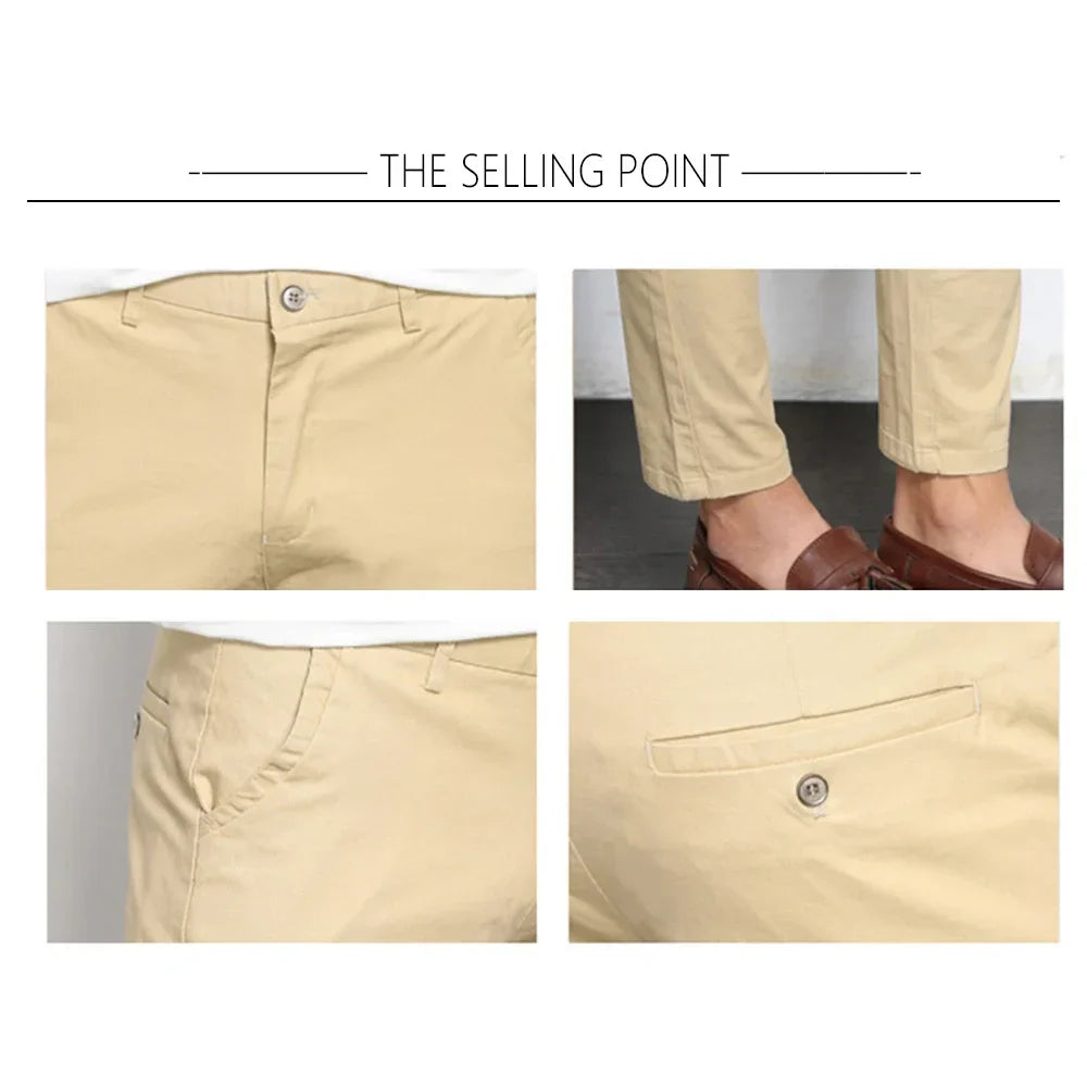 Men Fashions Casual Pants Men Straight Slight Elastic Trousers