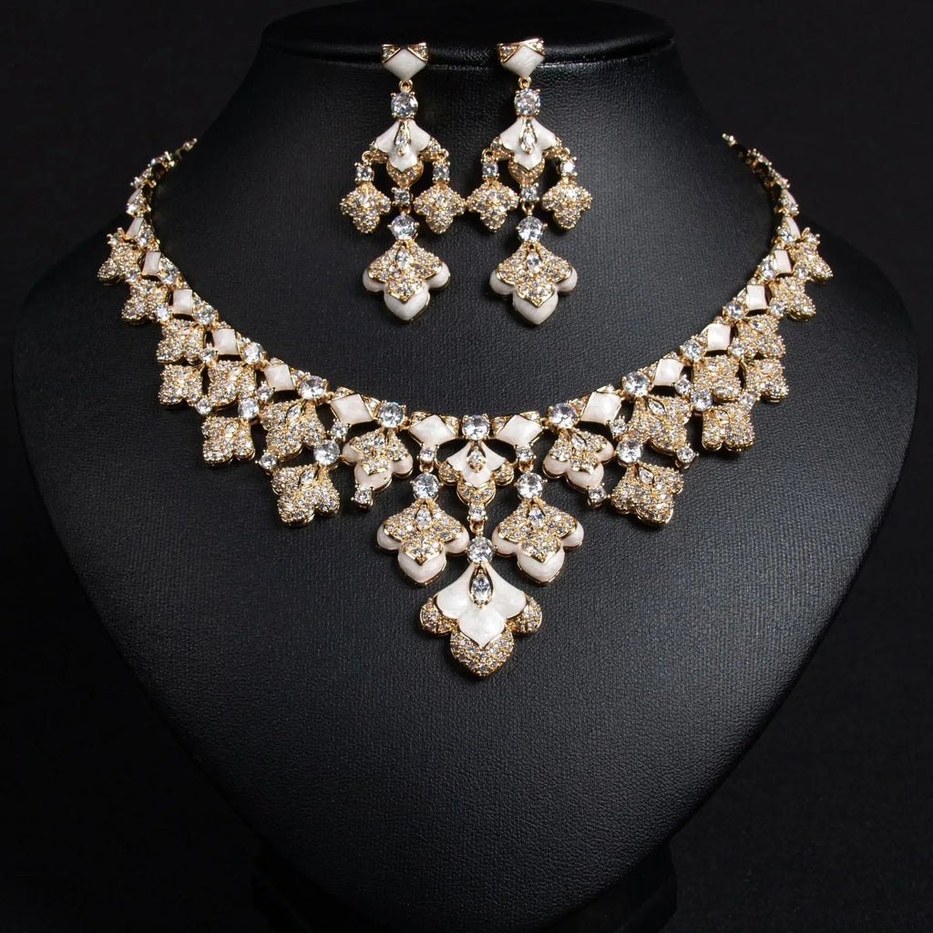 Pop Hot Stereo Jewelry Oil Painting Necklace Earrings Premium Multi-Color 2-Piece Wedding Travel Women's Holiday Gift M-1000