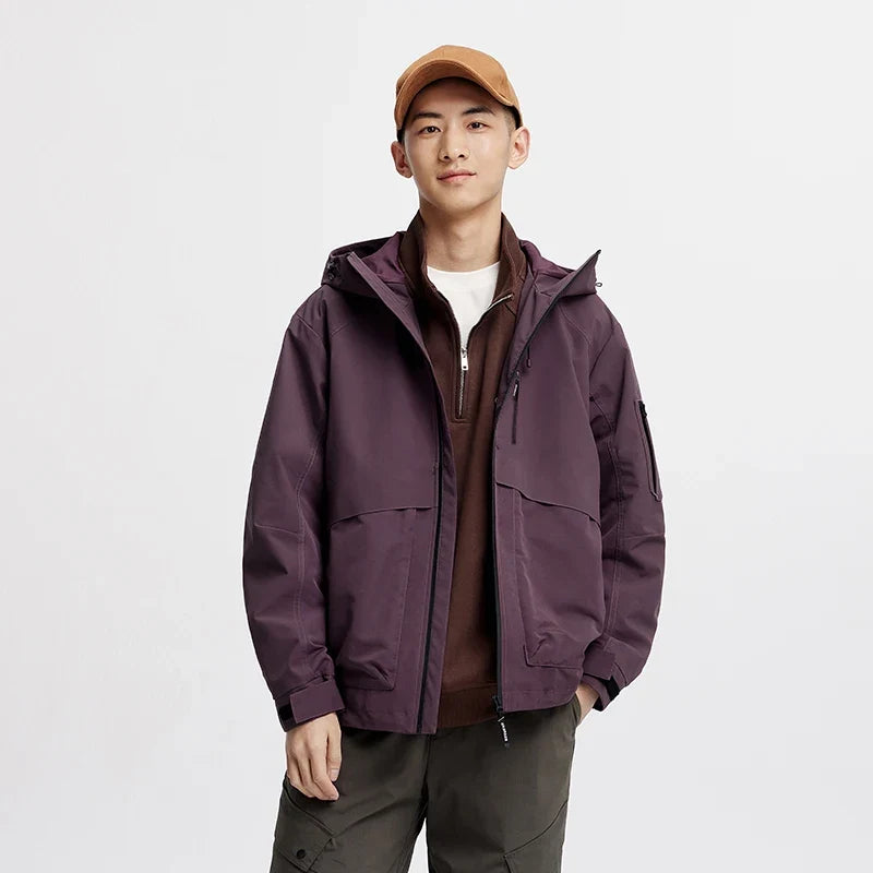 Men Jacket Outdoor Mountain Style Hooded Loose Couple Casual Style Autumn Lightweight Outerwear Daily Wear 2026
