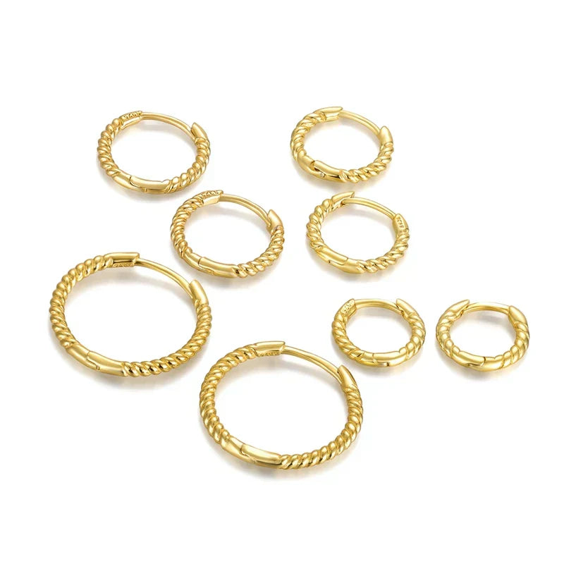1pair 925 Sterling Silver Hoop Earring 6/7/8/13mm Circle Round Huggies for Women Men Ear Ring Bone Buckle Fashion Jewelry