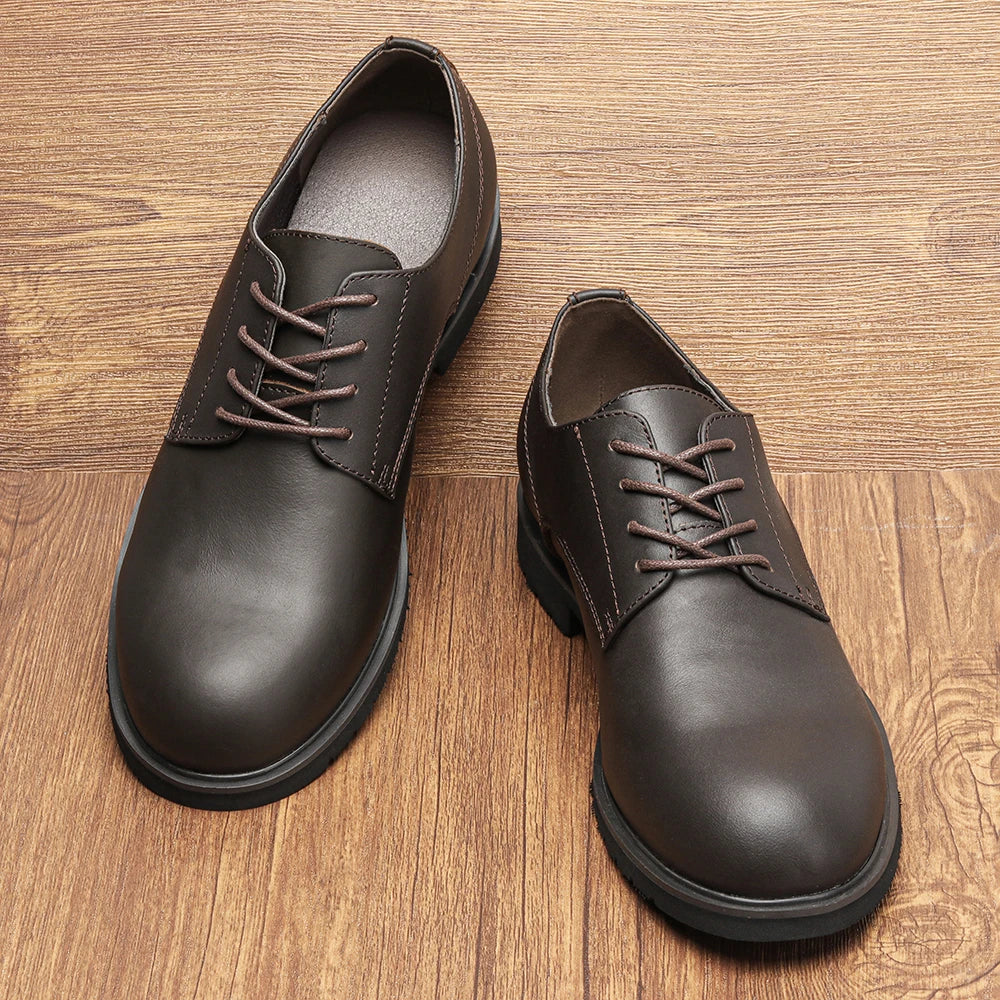 Genuine Leather Men Derby Shoes Thick Sole Men Casual shoes Men Leather Shoes