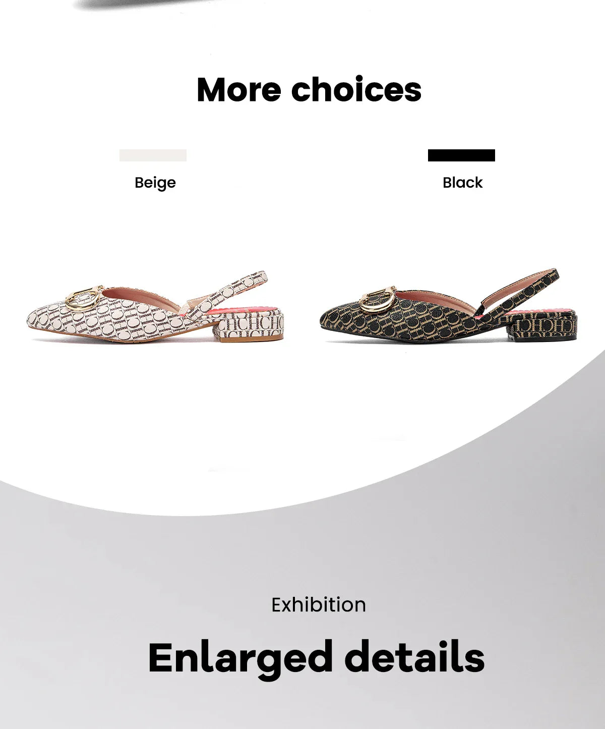 Classic Women's New 2024 Women's Low Heel Sandals Fashion Retro Design Letter Women's New Low Heel Shoes
