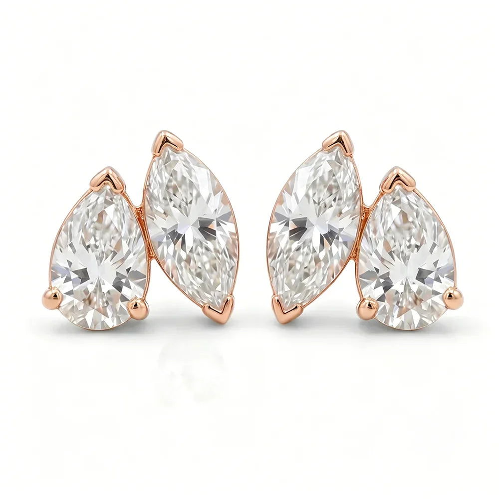 4cttw Marquise&Pear Cut Moissanite Stud Earrings with Certificate 2Diamond Ear Studs for Women Wedding S925 Silver Fine Jewelry