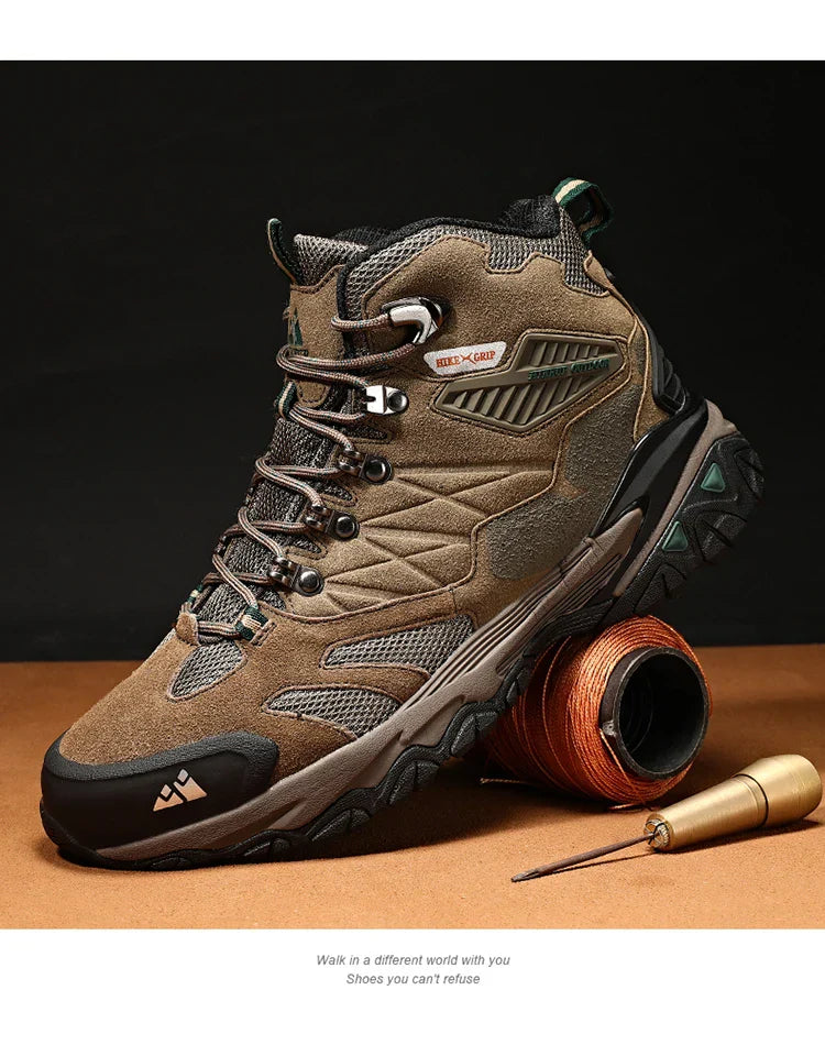 Winter Boot Men Outdoor Hiking Boots Suede High Top Leather Outdoor Trekking Sneakers Mens Mountain Tactical Boots
