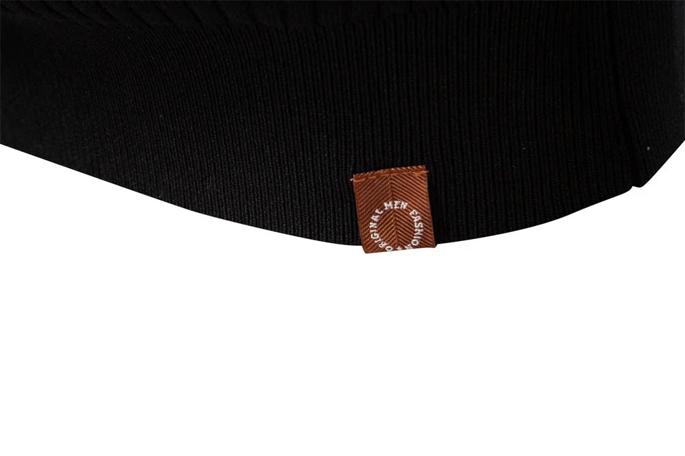 Men's Long Sleeve T-shirt Fall Winter Fashion Knit Slim Fit Polo Sweater Riibed Henry Collar Sweatershirt for Man