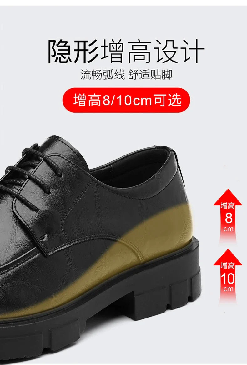 Men Dress Elevator Shoes Platform Breathable Lift Casual Business Luxury Genuine Leather Heightening Shoes5/8/10CM Taller Male