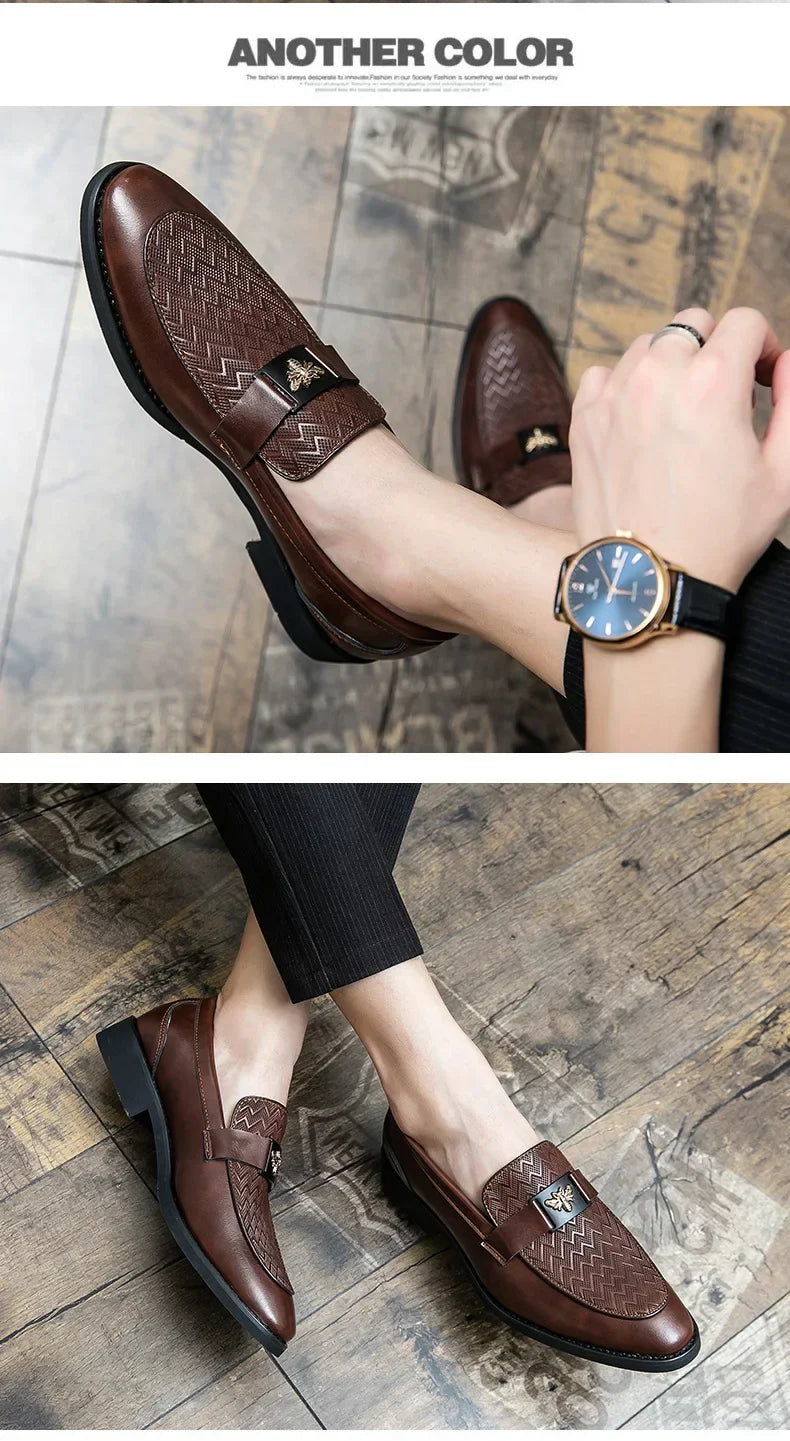 Men's Business Casual Shoes Autumn British Style Pointed Toe Formal Leather Shoes Easy to Wear Black Suit Wedding Shoes