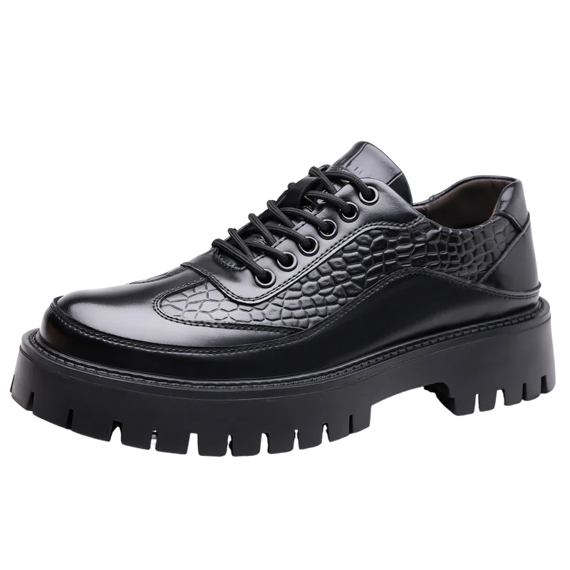 Retro Brown Men's Banquet Leather Shoes Thick Soled Wear-resistant Work Shoes2025 Classic Brand Men's Business Dress Shoes