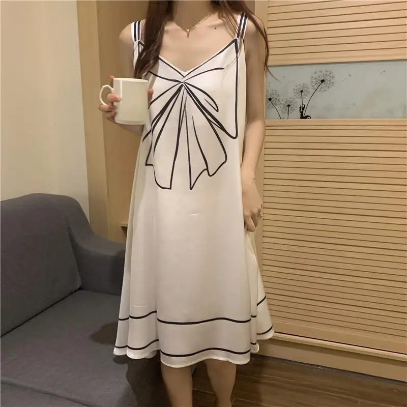 Sexy Sleeveless Printing Loose Mini Dress Women Clothing New Thin All-match Youth Elegant Dresses Fashion Temperament Summer