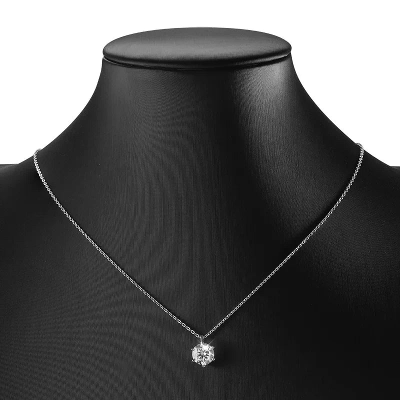 2CT 8mm D Color Moissanite Necklace for Women Classic 6 Claw Sparkling Lab Pendant Original 925 Sterling Silver Wholesale