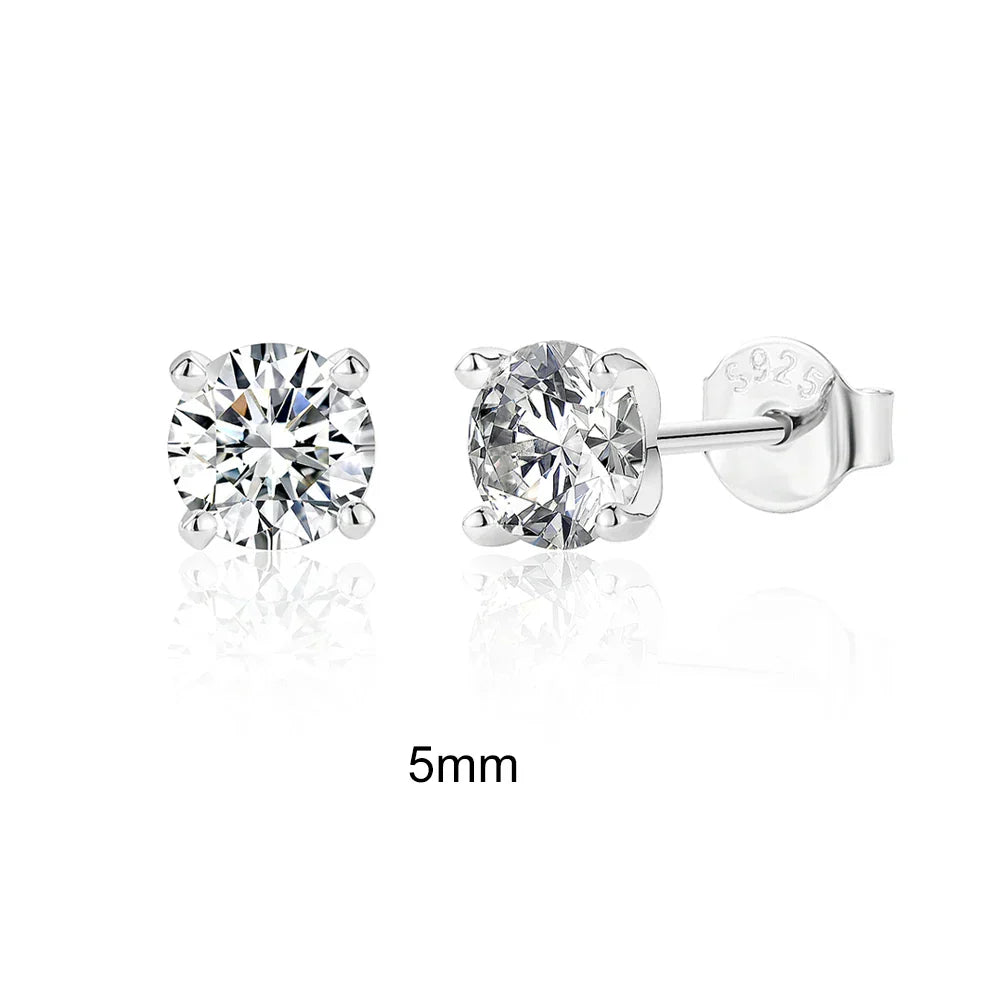0.5-1.2 Carat D Color Moissanite Ear Stud Earrings For Women 925 Sterling Silver Sparkling Piercing Earring Fine Jewelry