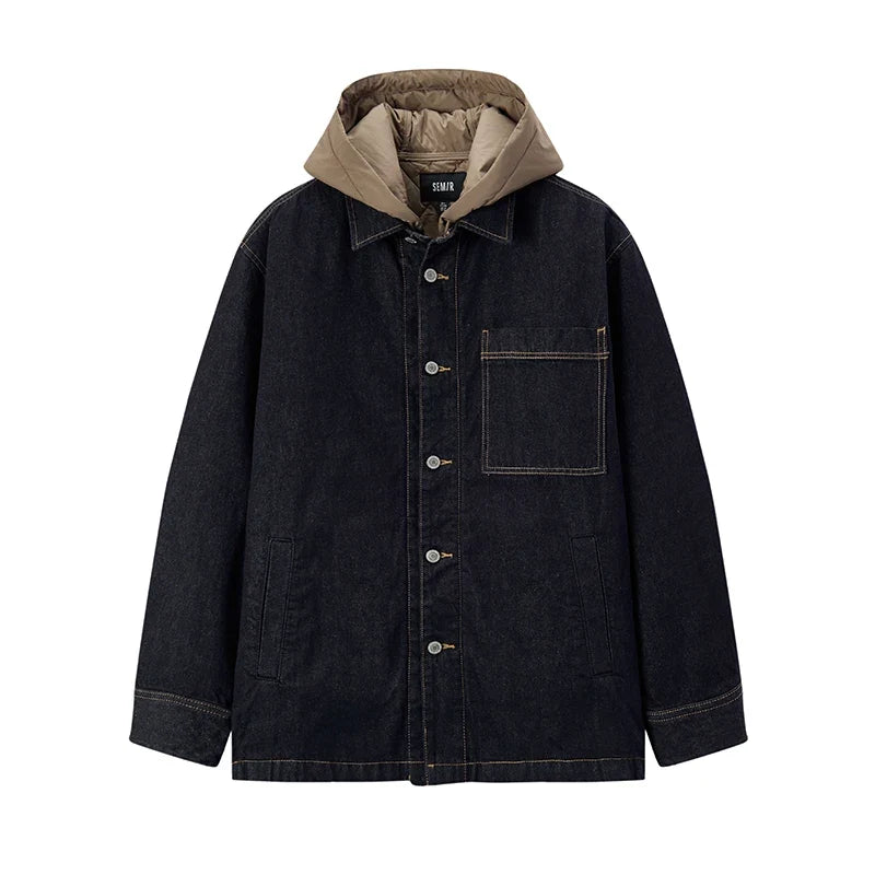 Cotton Coat Men Two-Piece Denim Thin Waterproof Oversize 2025 Winter Man Clothing Warm Outerwear