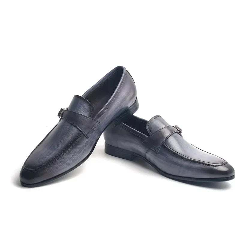 Deluxe Genuine Leather Casual Shoe for Man Elegant Buckle Loafer Shoes Wedding Party Slip-On Wear Zapatos De Vestir Hombre