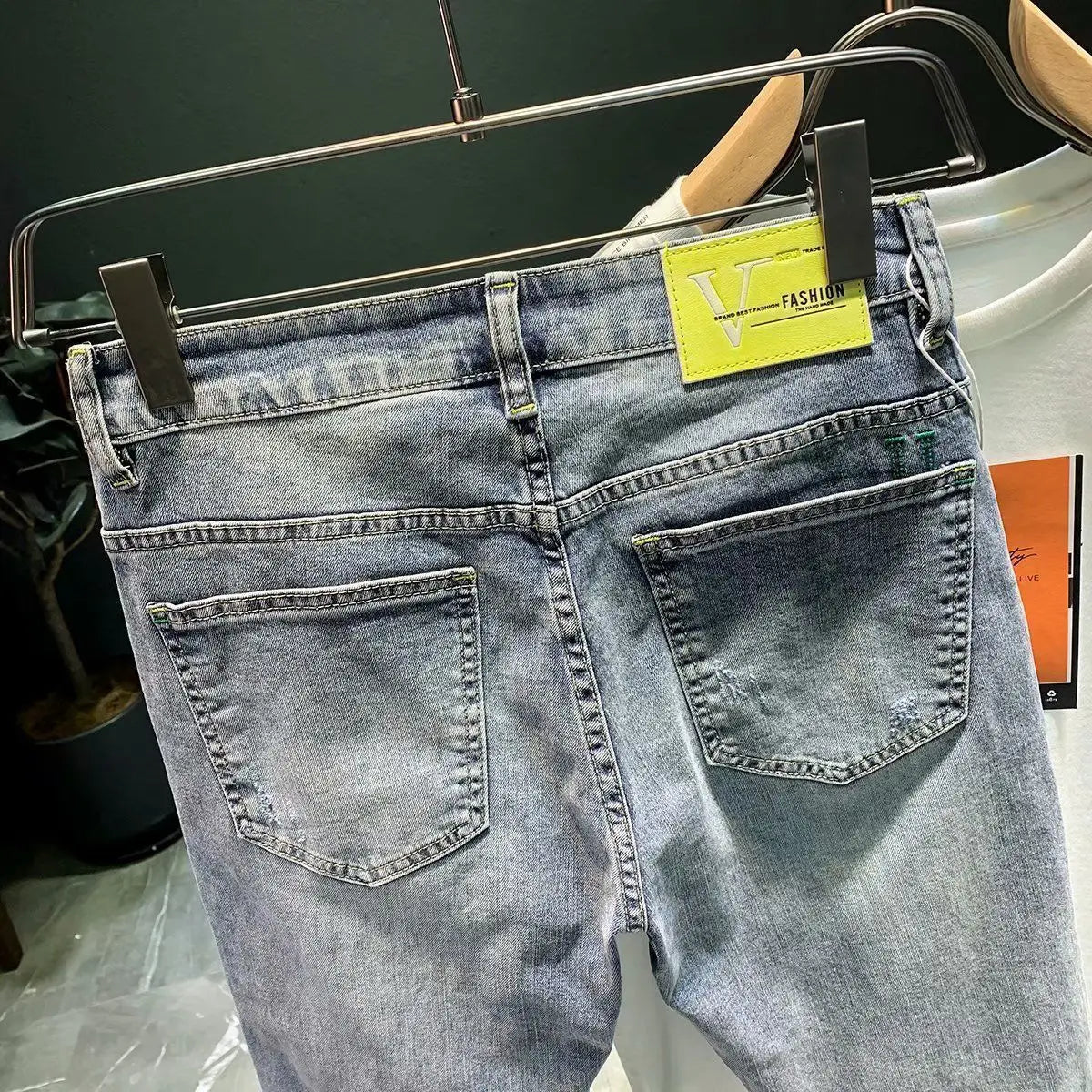 High-end 2023 Harajuku Designer Clothes Denim New Trousers Kpop Stretch Trendy Korean-style with Our Luxury Men's Casual Jeans