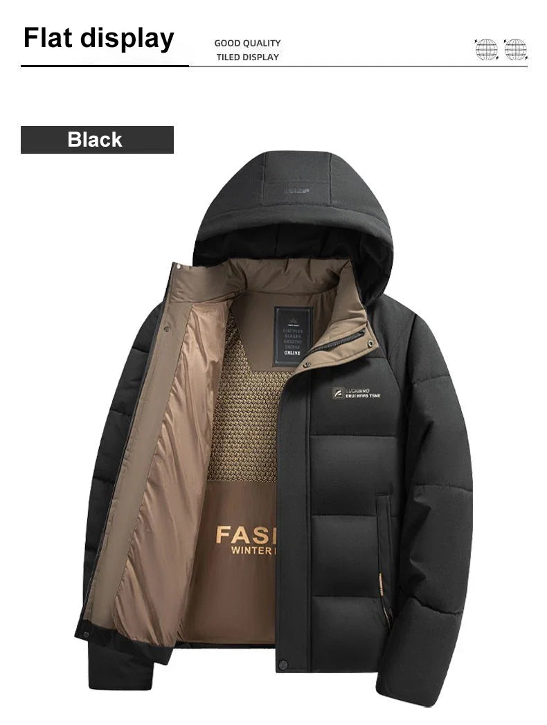 Graphene Warm Windproof Jacket Men 2024 Winter New Fashion Comfortable Thickened Outdoor Hooded Overcoat Male Casual Clothes