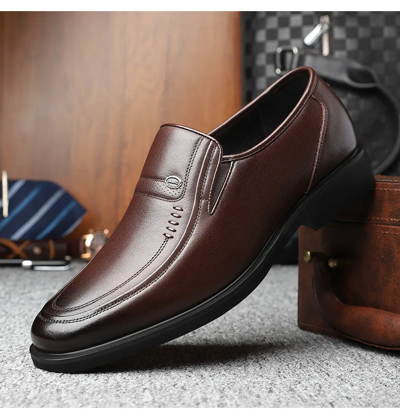 Cow Leather Men's Business Casual Shoes 2026 Spring Autumn Non Slip Dress Shoes Male Fashion Designer Loafers for Man