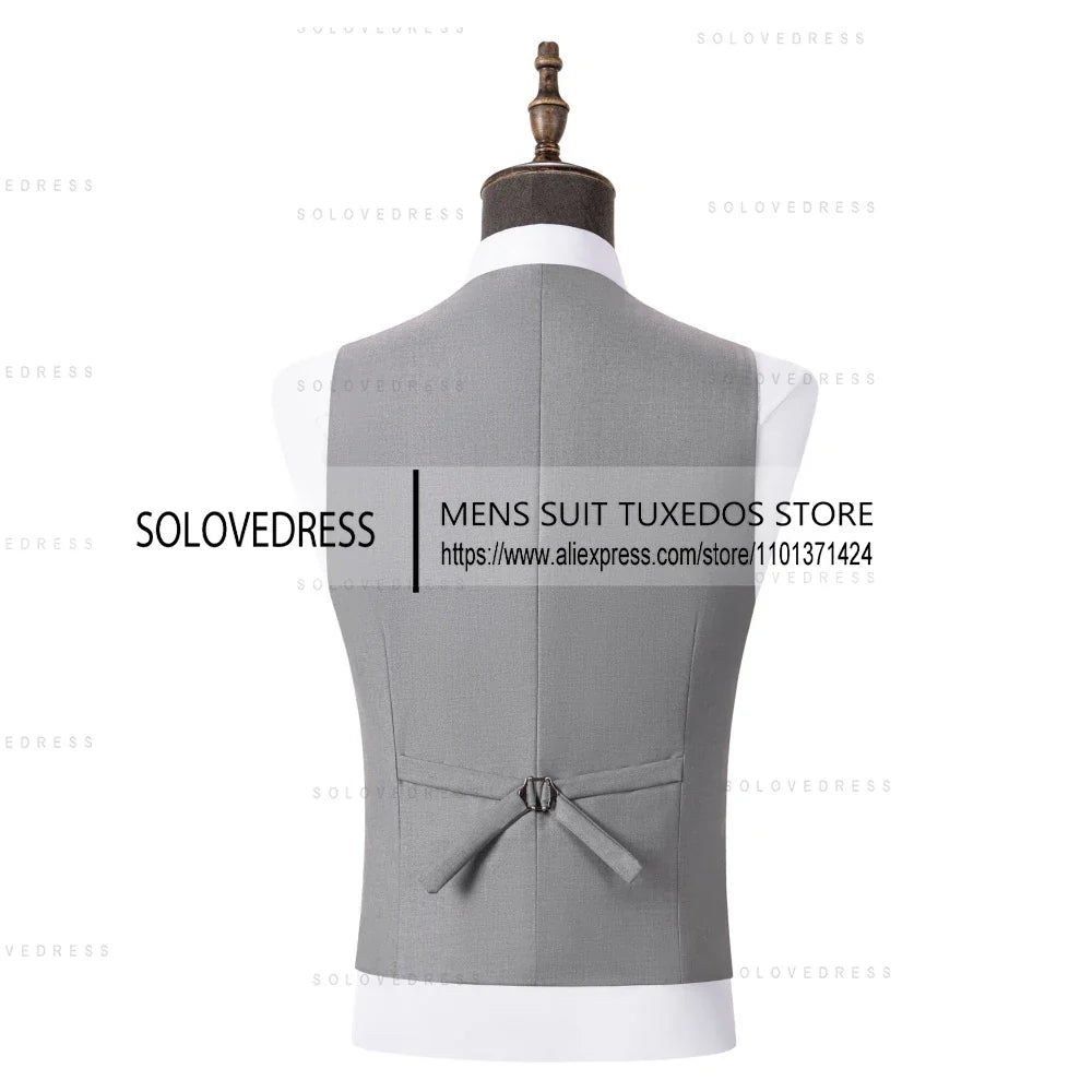 V Neck Men's Suits Vest Double Breasted Waistcoat Polyester Fiber Business Vest Groomman For Wedding Vest