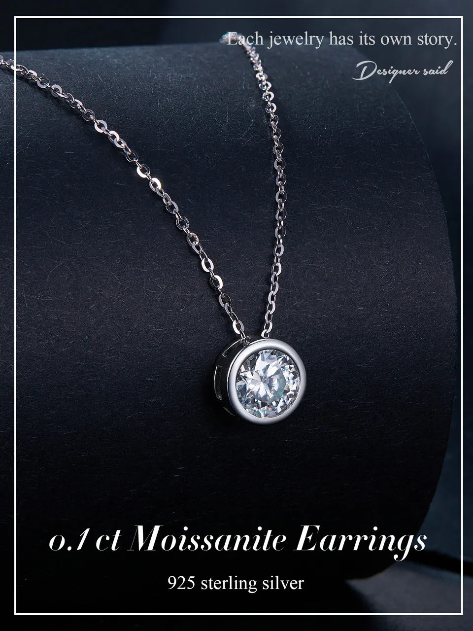 White Gold Plated Moissanite Necklace for Women, 925 Silver Pear/Round Solitaire Moissanite Pendant Valentines Day Gift
