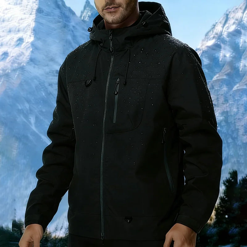 Men's Outdoor Jacket Waterproof Windbreaker Sports Climbing Trekking Multiple Pockets Skiing Softshell Zipper Hooded Jackets