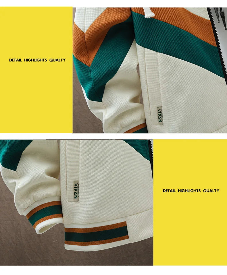 Spring Autumn Men's Sets Korean Fashion Joggers Suit Men Casual Men patchwork Streetwear Hooded Tracksuit Men Two Piece Set