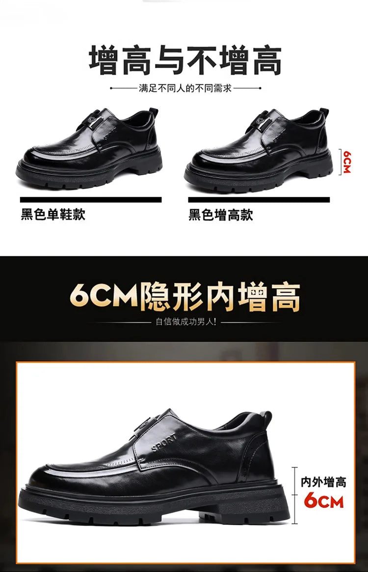 Spring Autumn New Increase Leather Shoes for Men Black Business Casual Platform Shoes Male Fashion High Quality Dress Shoe Man