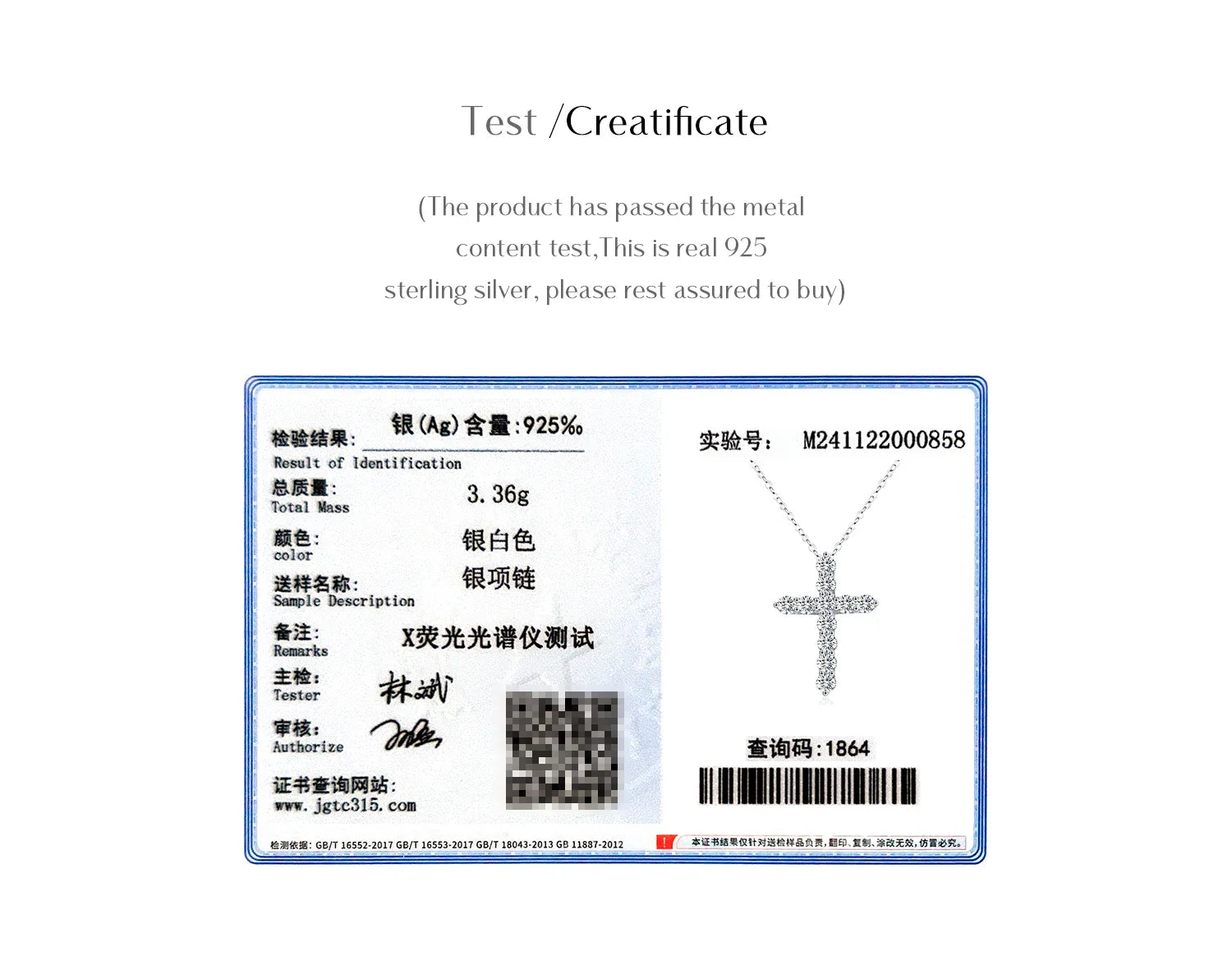 D Color Moissanite Necklace 925 Sterling Silver Exquisite Cross Link Chain Pendant Necklace For Women Fine Jewelry Gift