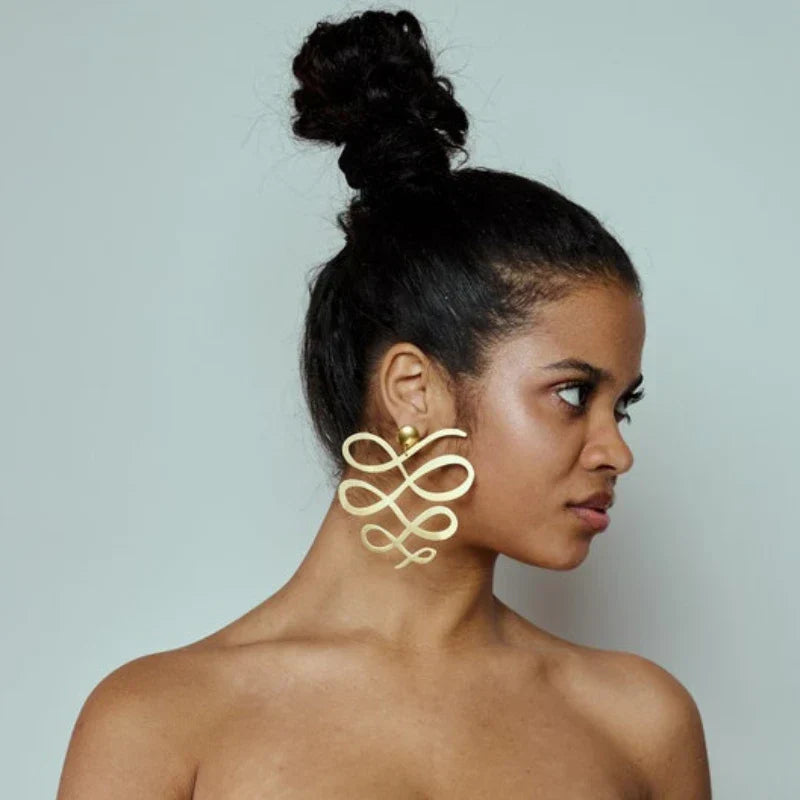 1 Pair Squiggle Earrings Large Infinite Dangle Earrings Gift for Her Fashion African Jewelry Can Custom Laser Engraving Name