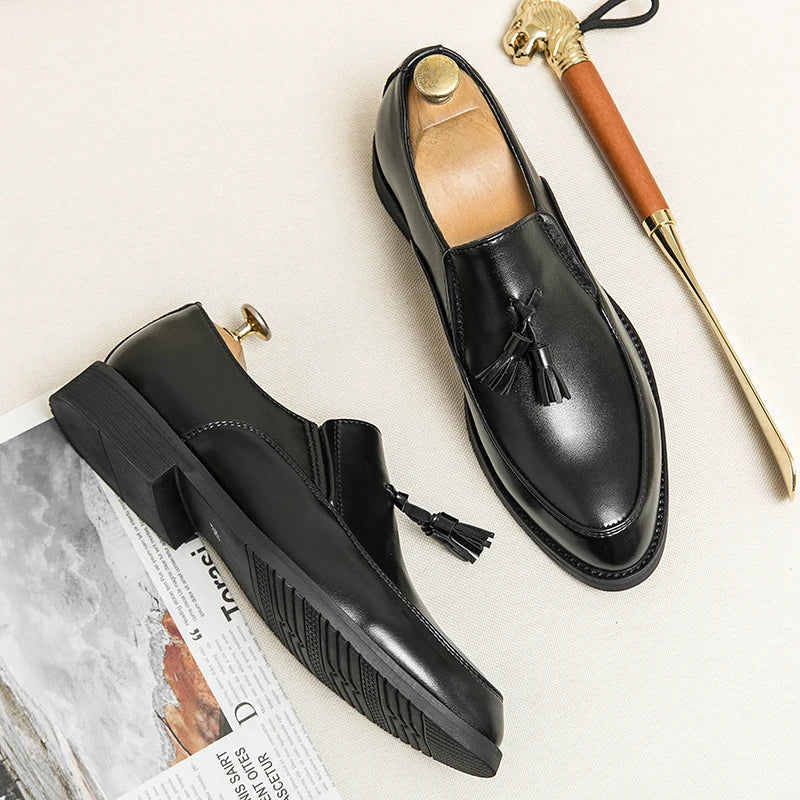 Luxury Designer Mens Business Formal Leather Dress Black Brand Casual Shoes Wedding for Men Office Luxury Flats Footwear Loafers