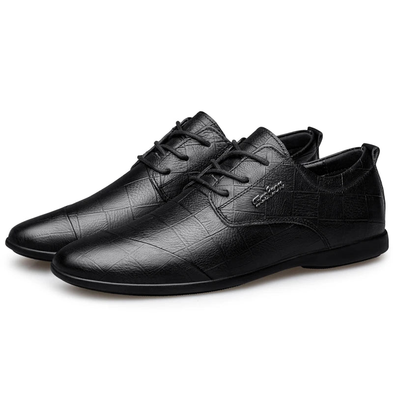 Luxury Business Oxford Genuine Leather Shoes Men Breathable Formal Dress Shoes Male Office Wedding Flats Footwear Evening Dress