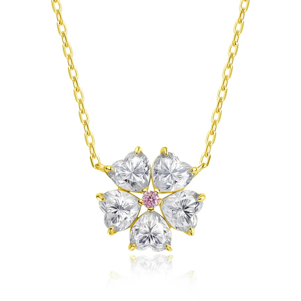 5*5mm Heart Cut Certified Moissanite Necklace Pendant 18k Plated Girls Wedding Jewelry 100% Real 925 Pure Silver Chain