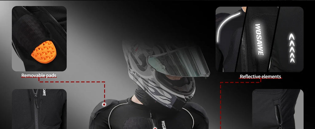 Men Motorcycle Riding Jacket Summer Motocross Motorbike Racing Outdoor Sports Jacket with Shoulder Elbow Back Gear