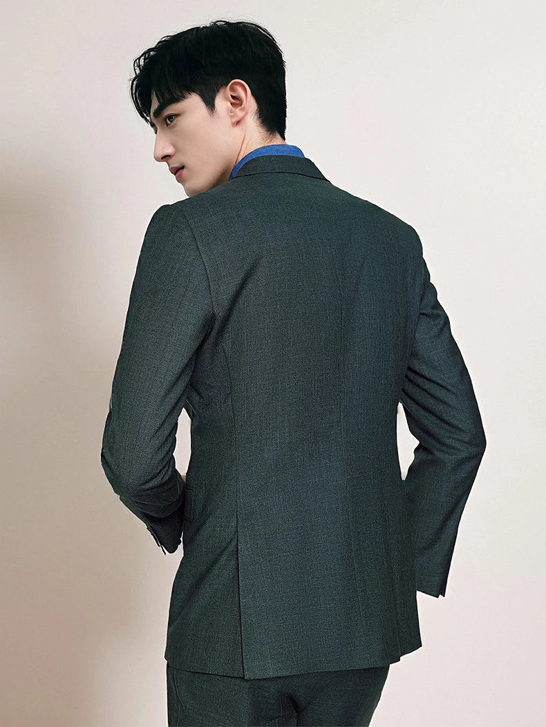 Men's Dark Green Suit Business Casual Wedding Suit Blazer & Pant Set Groom Tuxedo Alternative for Professional Office & Ceremony