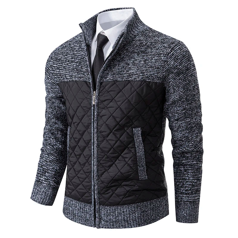 Autumn Winter Sweater Men's Loose Cardigan New Cold High Neck Jumpers Patchworked Windbreaker Casual Jackets