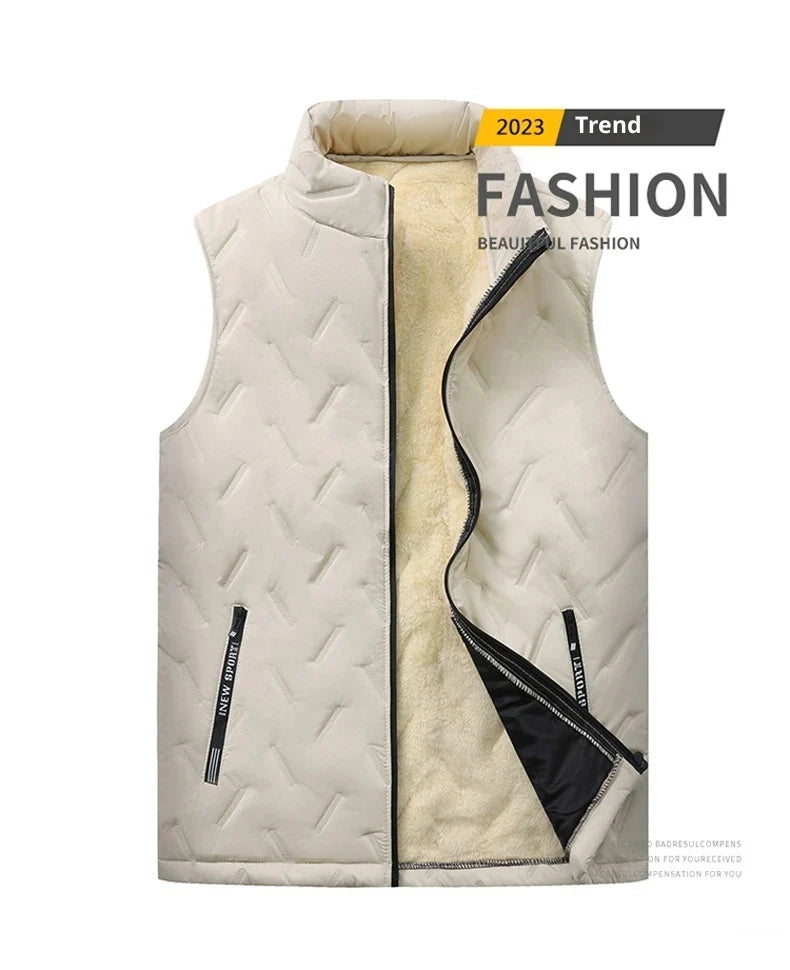 Unisex Large Size Lamb Velvet Fleece Lined Thickened Warm Vest Casual Fashion Collar Jacket M-7XL Couple Style Topwear