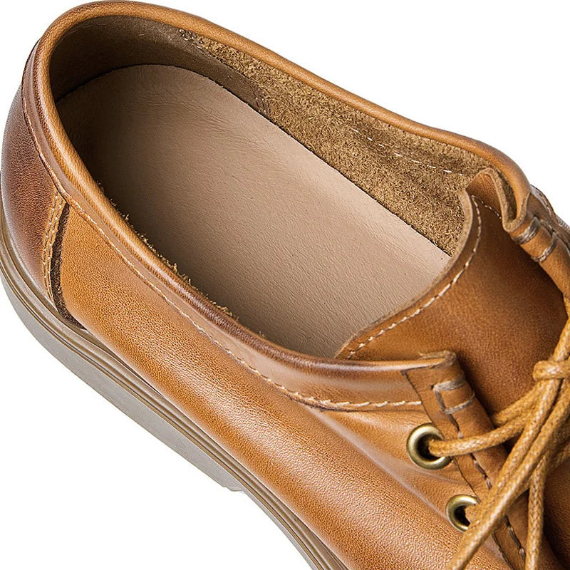 New Genuine Leather Men's Shoes Retro Soft Cowhide Men's Shoes British Business Casual Dress Lacing Soft Sole Leather Shoes
