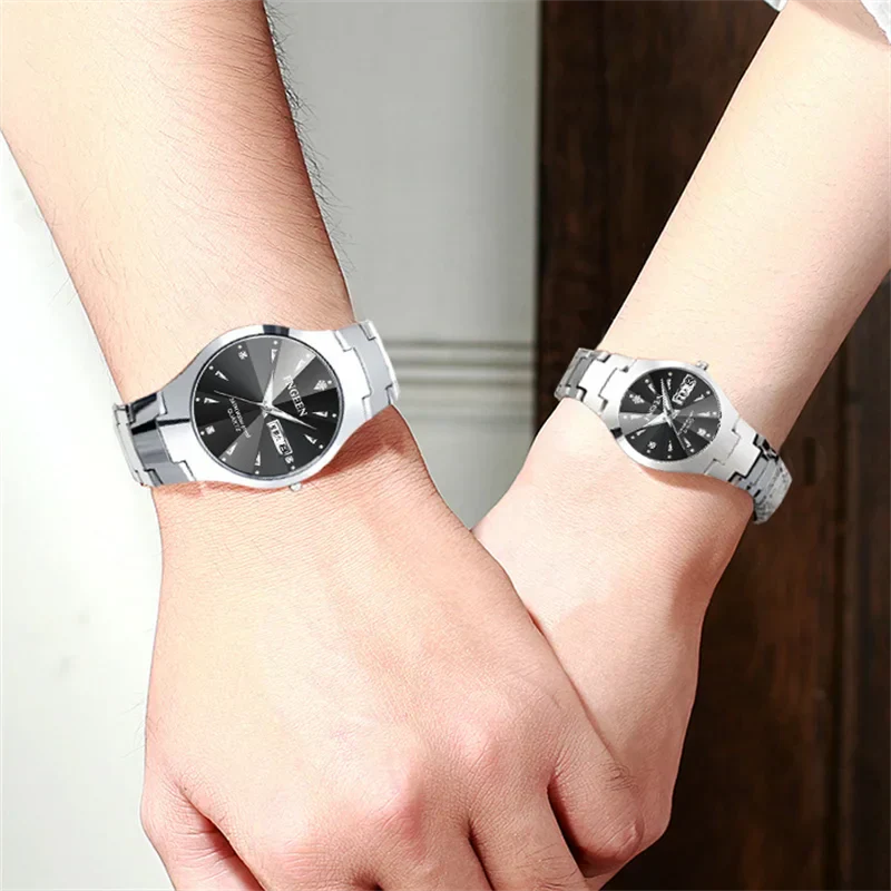 Relogio Feminino Couple Watch Men Quartz watch for Lovers Luxury Womens wristwatch Stainless Steel Waterproof