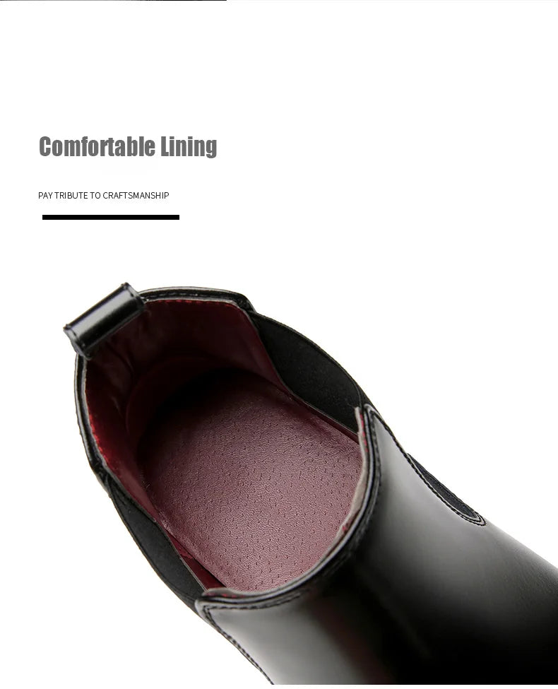 Elegant Simple Men Leather Boots Long Tip Square Toe British Chelsea Boots for Men Formal Business Luxury Shoes Spring Winter