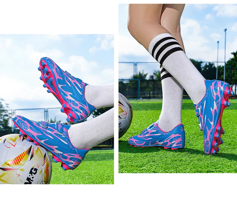 Professional Soccer Shoes Kids Long Spikes FG Football Boots Outdoor Grass Cleats Turf Football Shoes Boys Training Soccer Boots